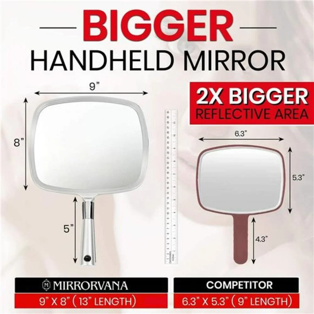 Large Hand Mirror with Ergonomic Handle  9